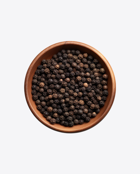 Black Peppercorns in Wooden Spoon