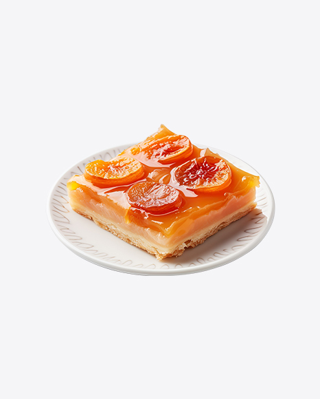 Slice of Apricot Cake on Plate