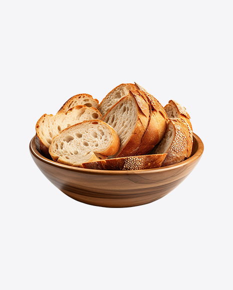 Bread Slices in Wooden Bowl