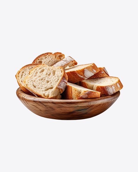 Bread Slices in Wooden Bowl