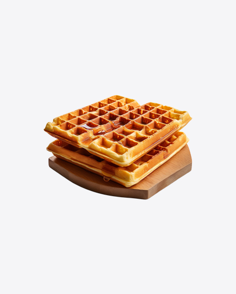 Belgian Waffles on Wooden Board