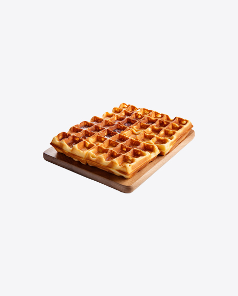 Belgian Waffles on Wooden Board