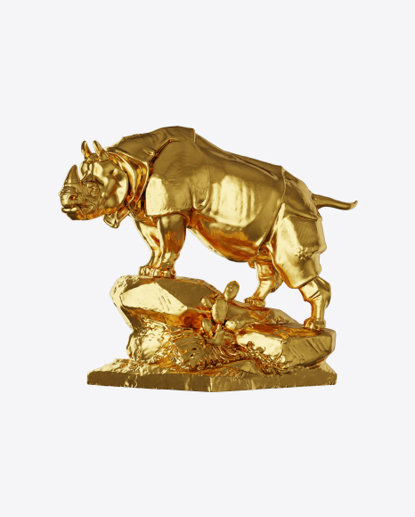 Gold Rhino Sculpture PNG