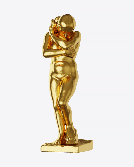 Golden Sculpture of Woman PNG