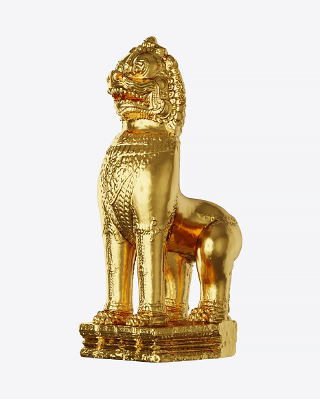 Gold Lion Sculpture PNG