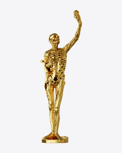 Gold Skeleton Sculpture PNG