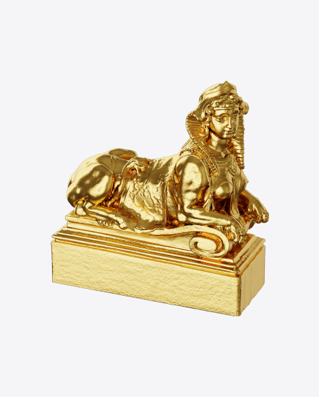 Golden Sphinx Sculpture PNG