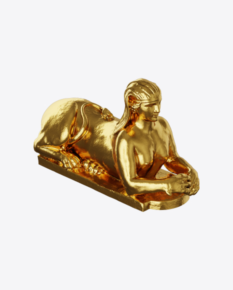 Golden Sphinx Sculpture PNG