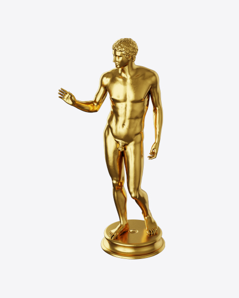 Golden Sculpture of Man PNG