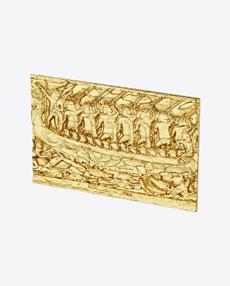 Golden Bas-Relief of Naval Battle PNG