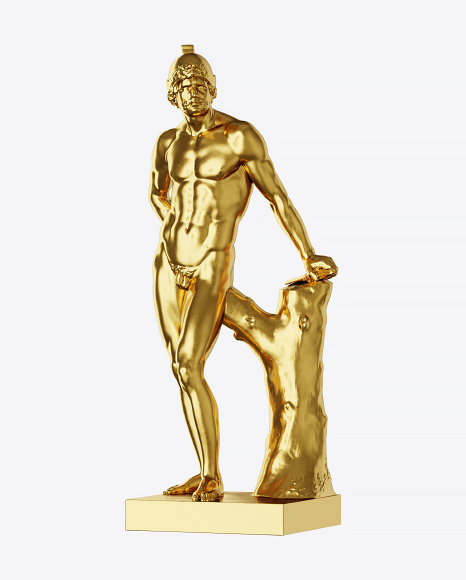 Golden Sculpture of Mars PNG