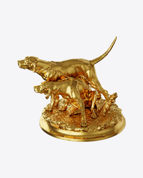 Golden Dogs Sculpture PNG
