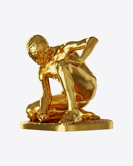 Golden Sculpture of Man PNG