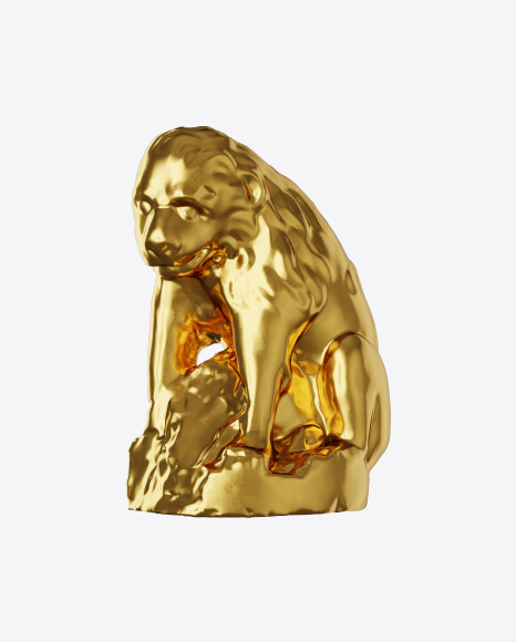 Golden Lion Sculpture PNG