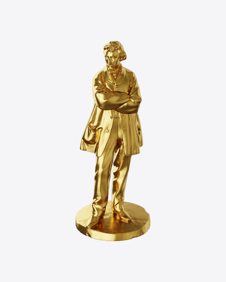 Golden Sculpture of Man PNG