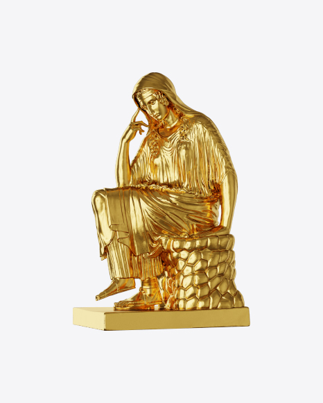 Golden Sculpture of Woman PNG
