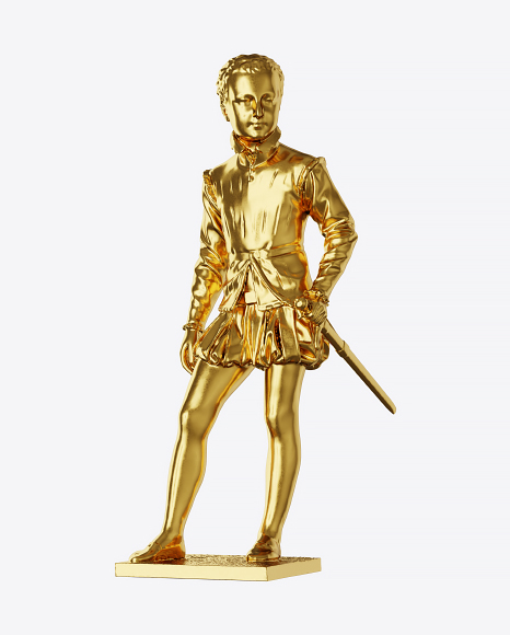 Golden Sculpture of Young King PNG