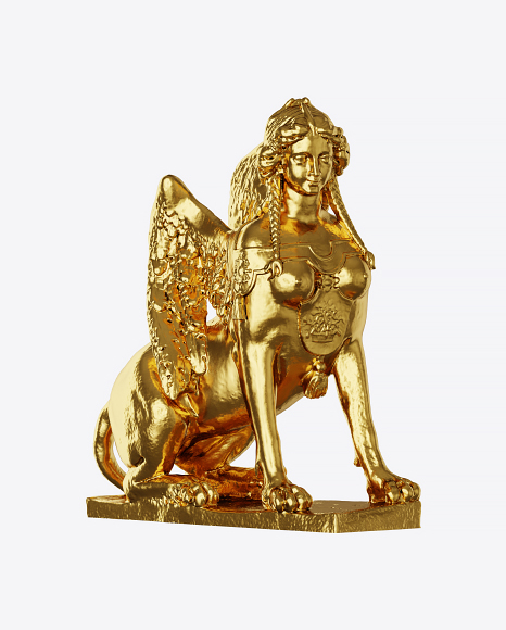 Golden Sphinx Sculpture PNG