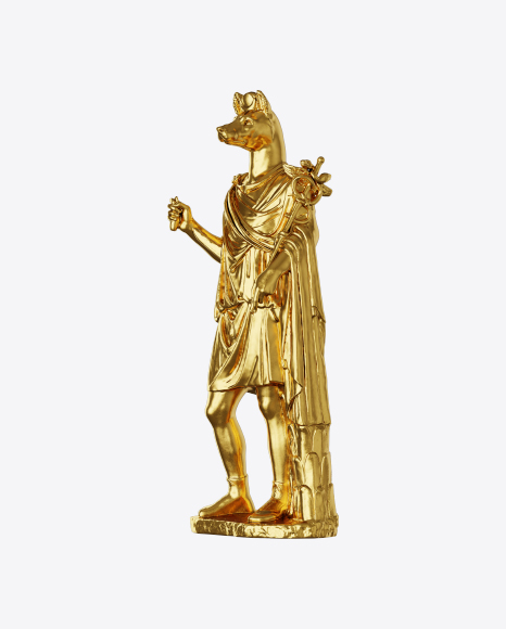 Golden Anubis Sculpture PNG