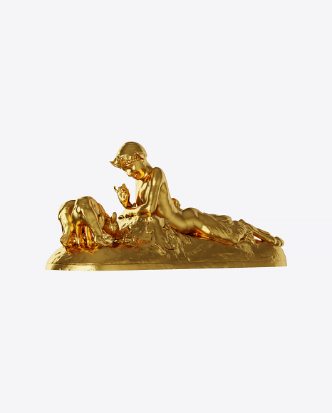 Golden Satyr Sculpture PNG