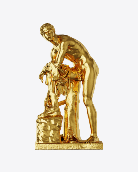 Golden Sculpture of Man PNG