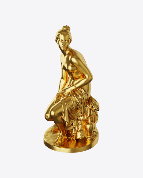 Golden Sculpture of Woman PNG
