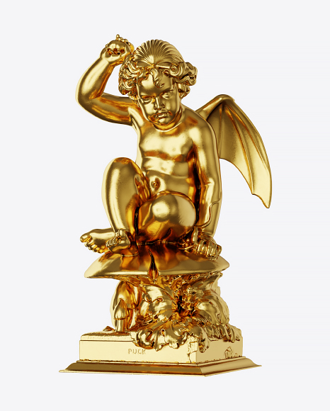 Golden Puck Sculpture PNG