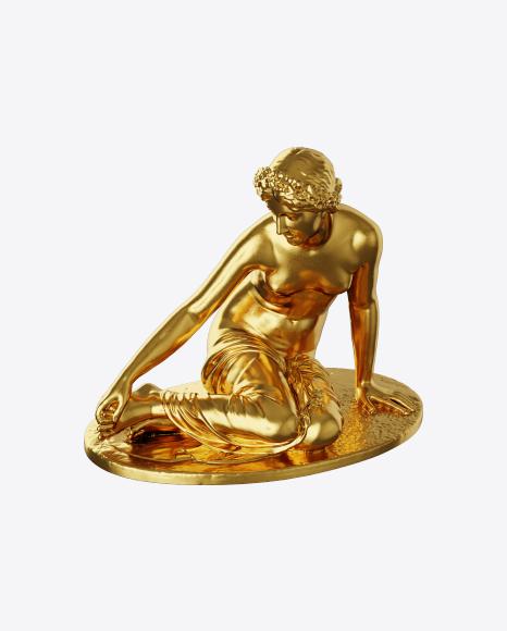 Golden Sculpture of Woman PNG