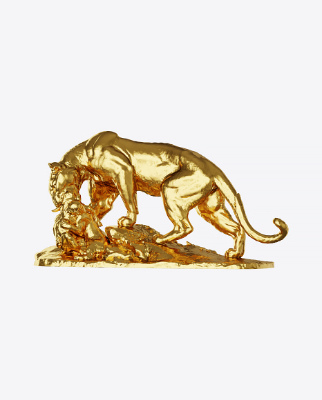 Golden Lion Sculpture PNG