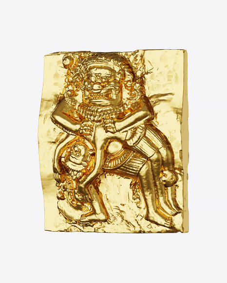 Golden Bas-Relief of Demon PNG