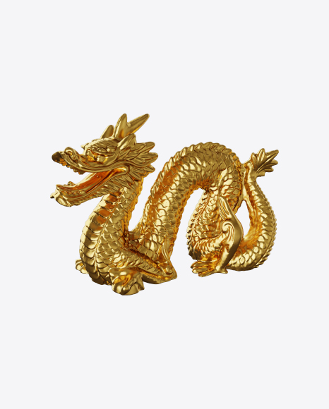 Golden Dragon Sculpture PNG