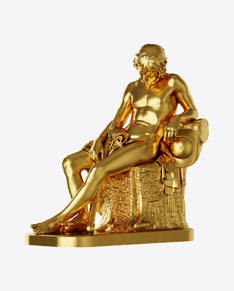 Golden Sleeping Shepherd Boy Sculpture PNG