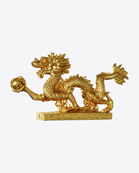 Golden Dragon Sculpture PNG