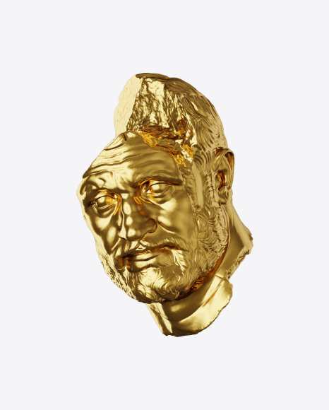 Golden Head Sculpture PNG