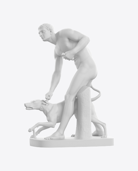 Man with Dog Sculpture PNG