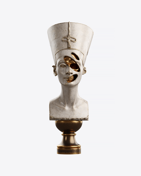 Bust of Nefertiti with Golden Details PNG