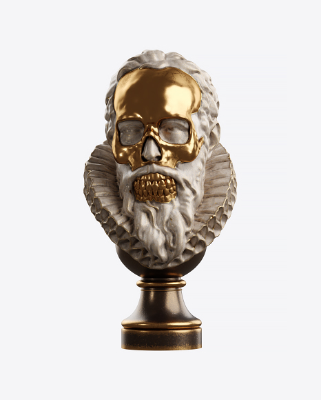 Bust of Man with Golden Details PNG