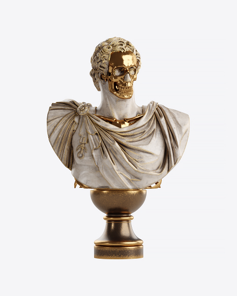 Bust of Man with Golden Details PNG