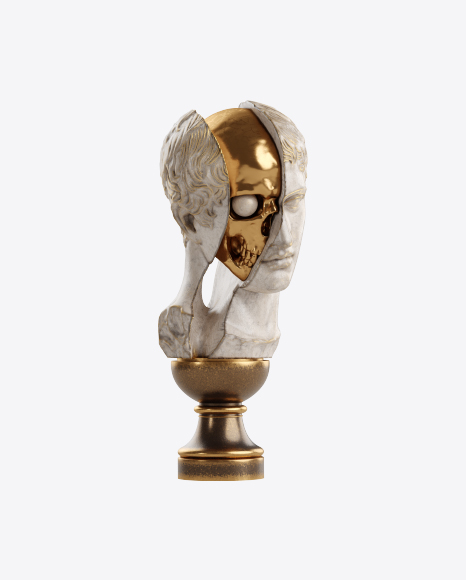 Bust of Man with Golden Details PNG