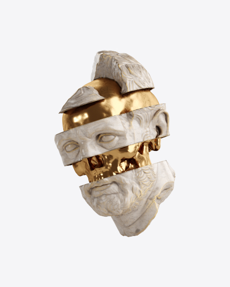 Head Sculpture with Golden Details PNG