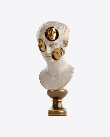 Bust of Woman with Golden Details PNG