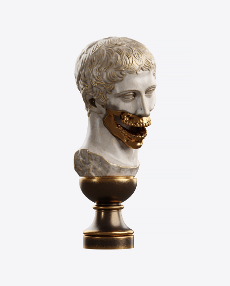 Bust of Man with Golden Details PNG