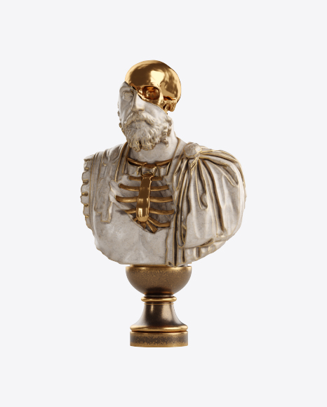 Bust of Man with Golden Details PNG
