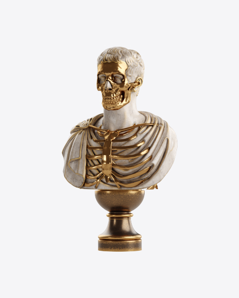 Bust of Man with Golden Details PNG