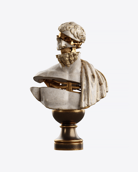 Bust of Man with Golden Details PNG