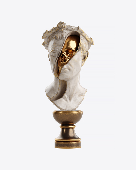 Bust of Man with Golden Details PNG