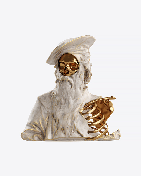 Bust of Man with Golden Details PNG