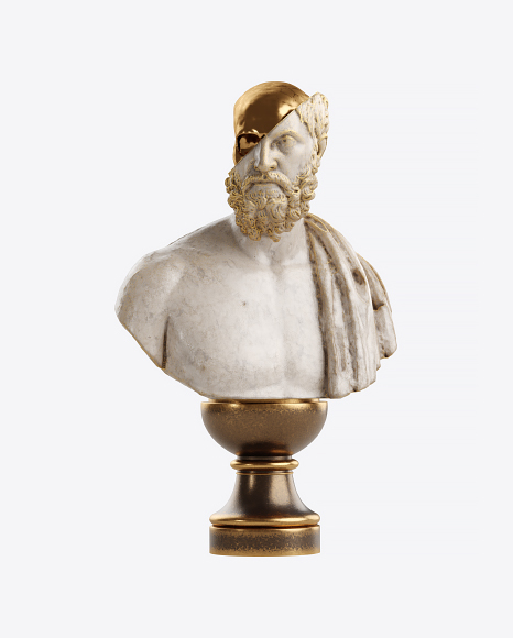 Bust of Man with Golden Details PNG