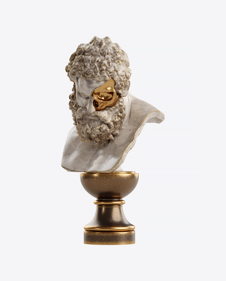 Bust of Man with Golden Details PNG