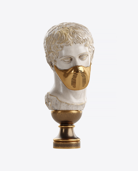 Bust of Man with Golden Details PNG